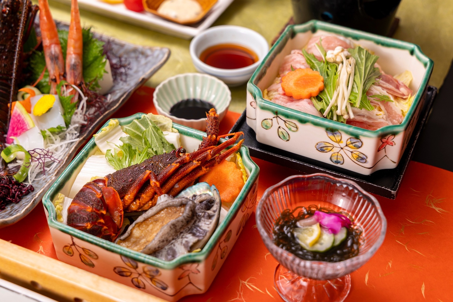 ＜伊勢海老＆鮑＆知多牛＞ 伊勢海老付き豪華お造り７種盛【華磯大漁膳・2食付】