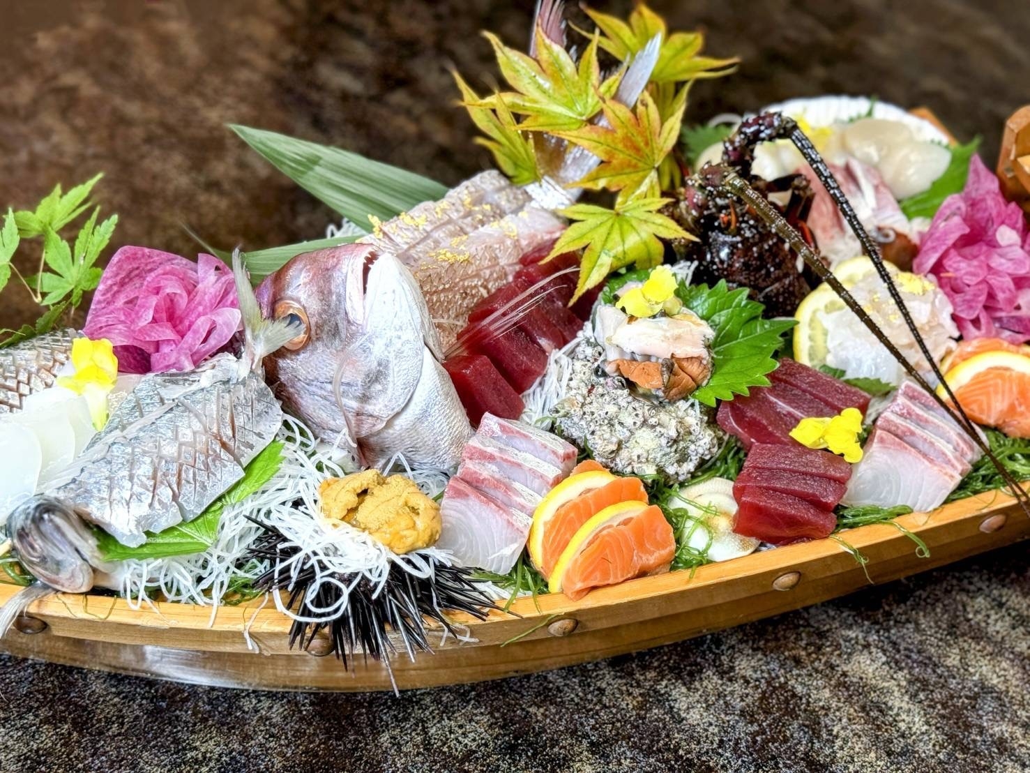 【宴会プラン】乾杯用ワンドリンク・舟盛・カラオケ1時間サービス付＜2食付郷会席＞