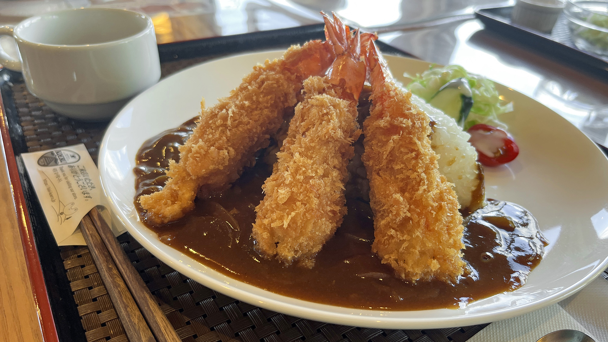 #ランチ　エビフライカレー