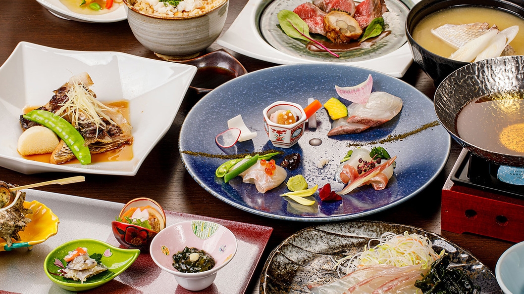 ＜和食コースで味わう＞（鯛まつり）男鹿産真鯛の「名物石焼・粗煮・鯛しゃぶ・鯛めし」