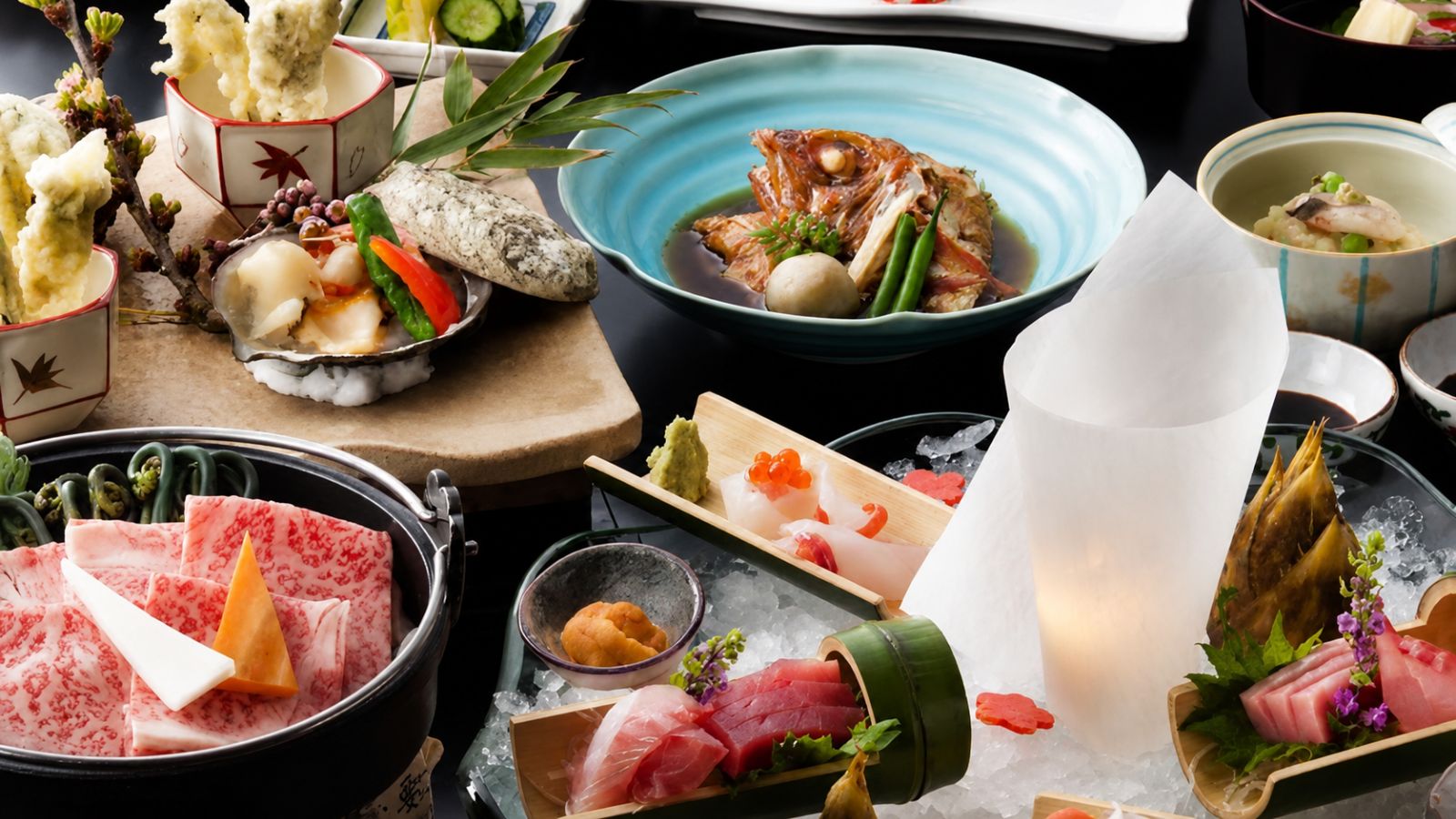 露天風呂付客室季節の会席料理春イメージ