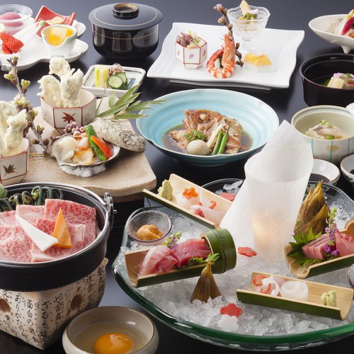露天風呂付客室季節の会席料理春イメージ