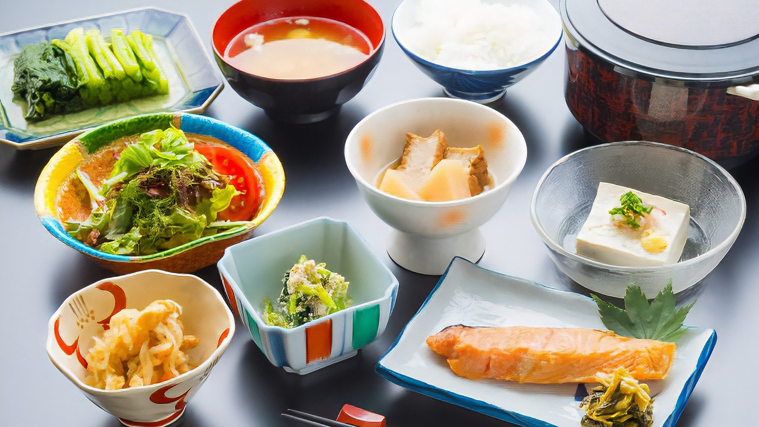 【朝食一例】お目覚めには、体にやさしい食材と味付けの和食をご用意いたします。