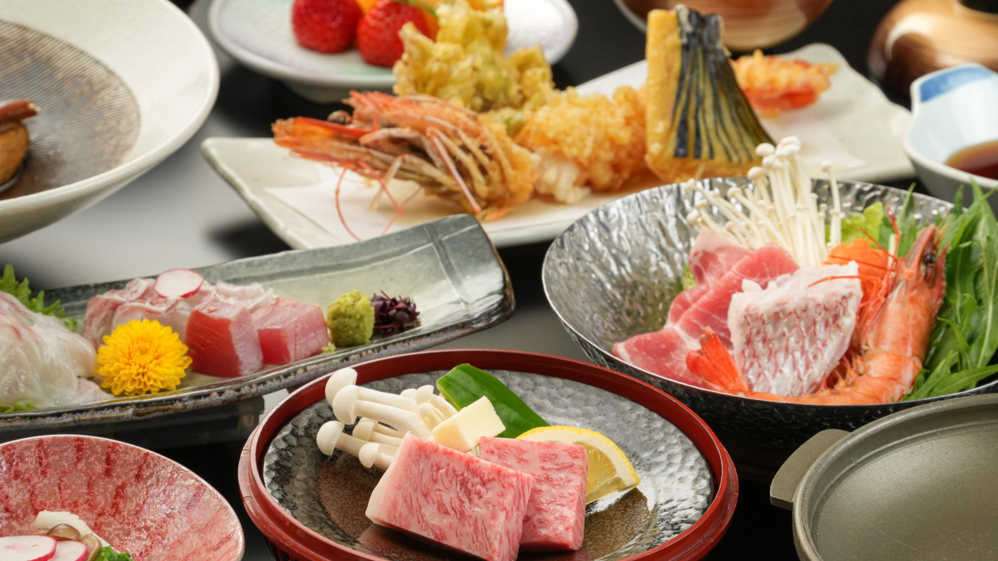 宿泊プラン：山海│ボリューム満点「大海老」と「黒毛和牛」を味わう