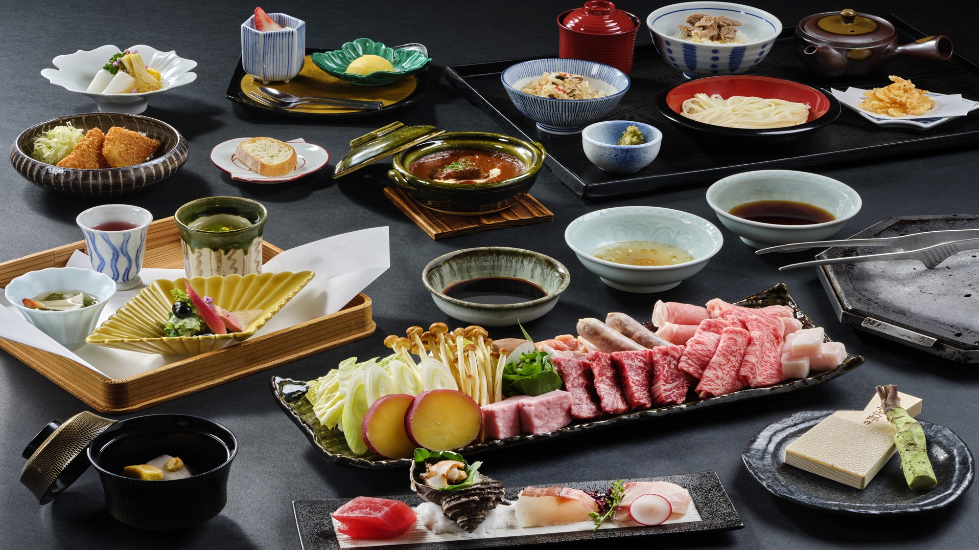【お肉の溶岩焼き】四季折々の食材を使った和会席