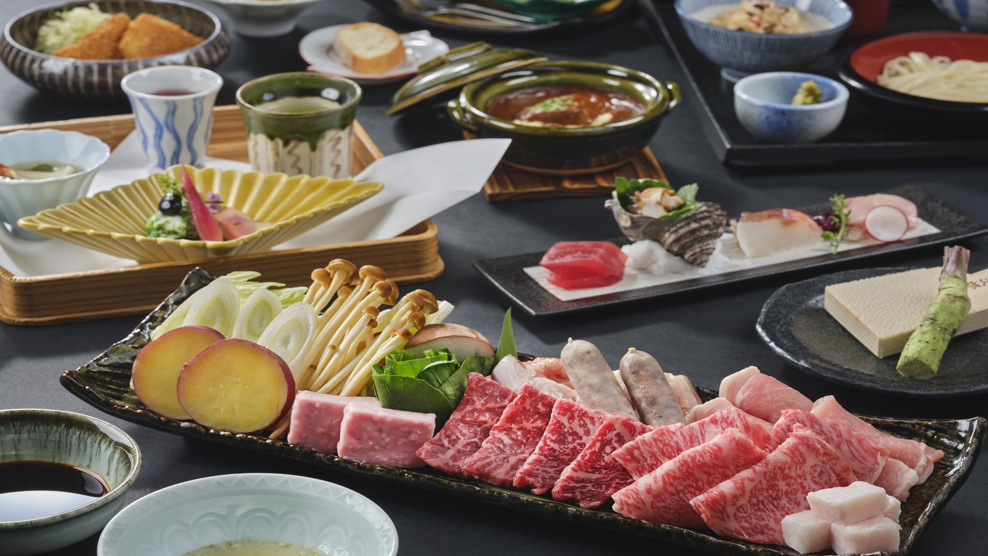 【ご夕食メイン】国産のお肉を堪能できるお肉の溶岩焼き