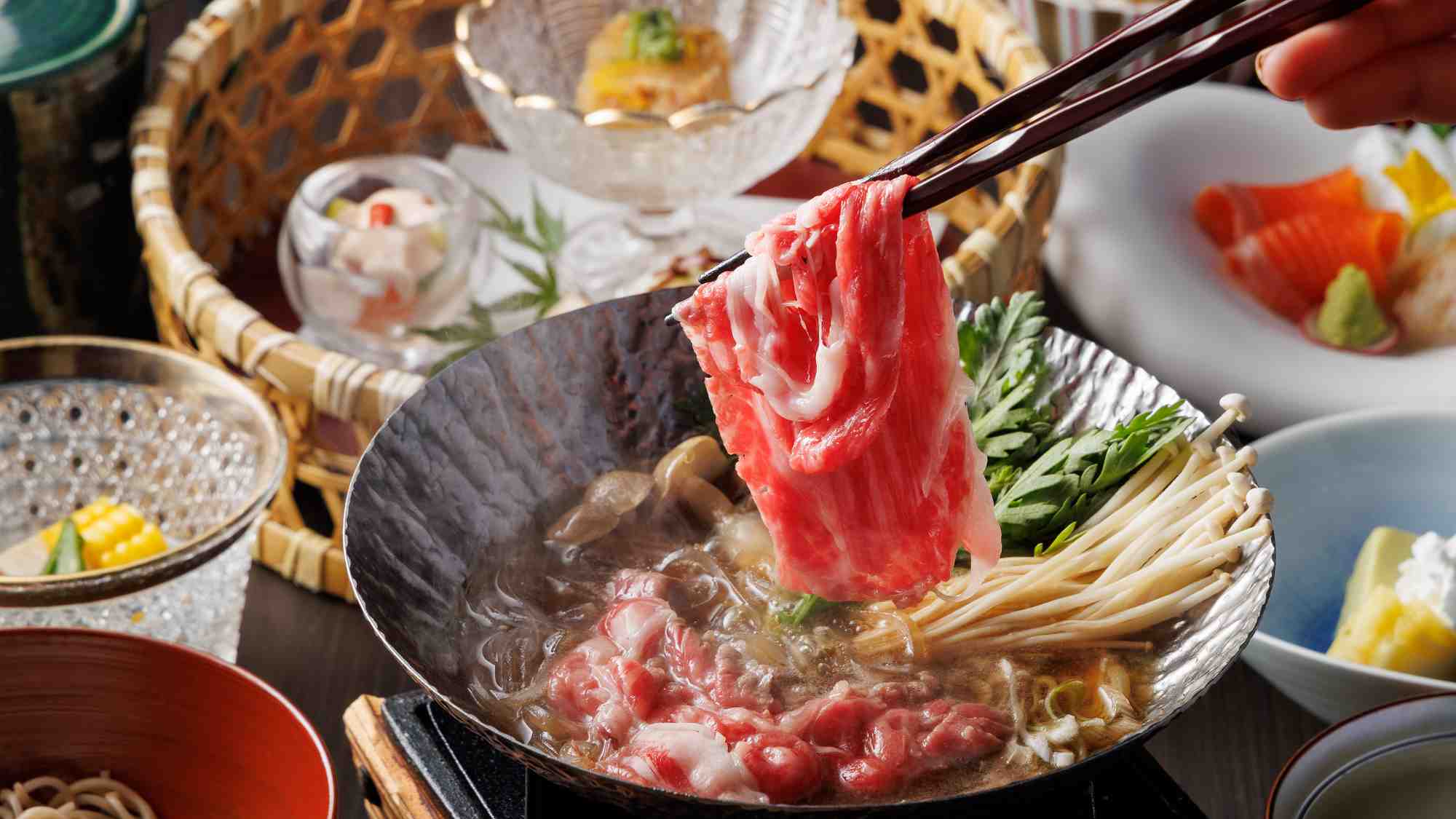 彩いろどり｜季節替わり　りんごで育った信州牛と旬菜／一例