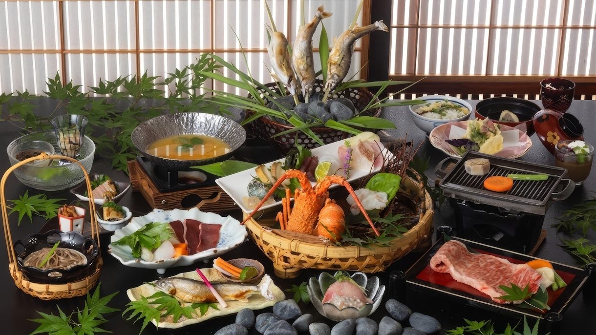 【特選会席】阿波牛ステーキ・鮑・伊勢海老・牡丹鍋・鹿肉まで味わう最上級会席＜1泊2食付＞