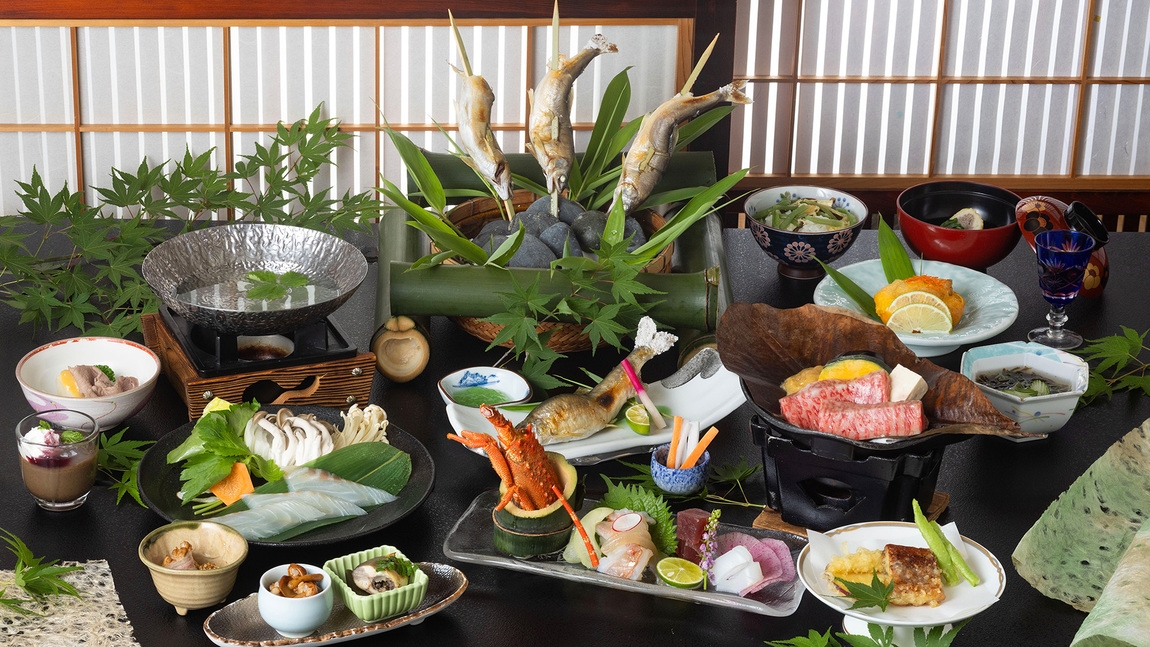 【当館人気No.1】阿波牛・鳴門鯛しゃぶ・伊勢海老お造付♪徳島の味覚を味わう贅沢会席＜1泊2食付＞