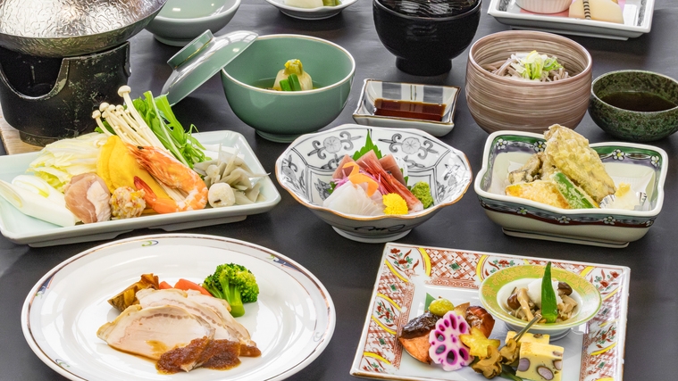 【会津を味わう贅の極み】福島牛ステーキに会津産馬刺しと郷土料理「こづゆ」が付いた四季の里ご馳走会席♪