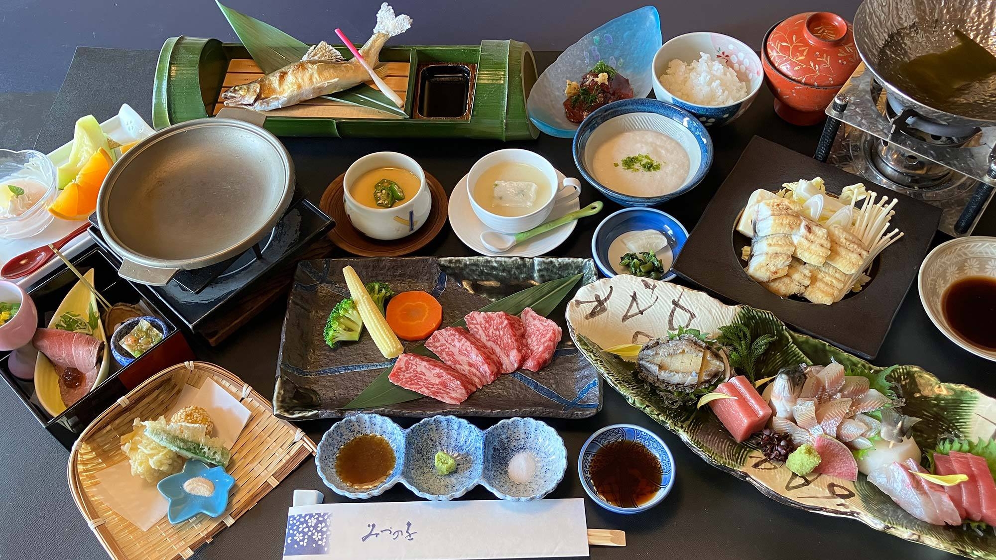 【夏】＜贅沢と匠を味わう懐石〜白帝＞ 「飛騨牛」「鰻ちり鍋」「豪華お造り」「あゆ塩焼き」など全13品