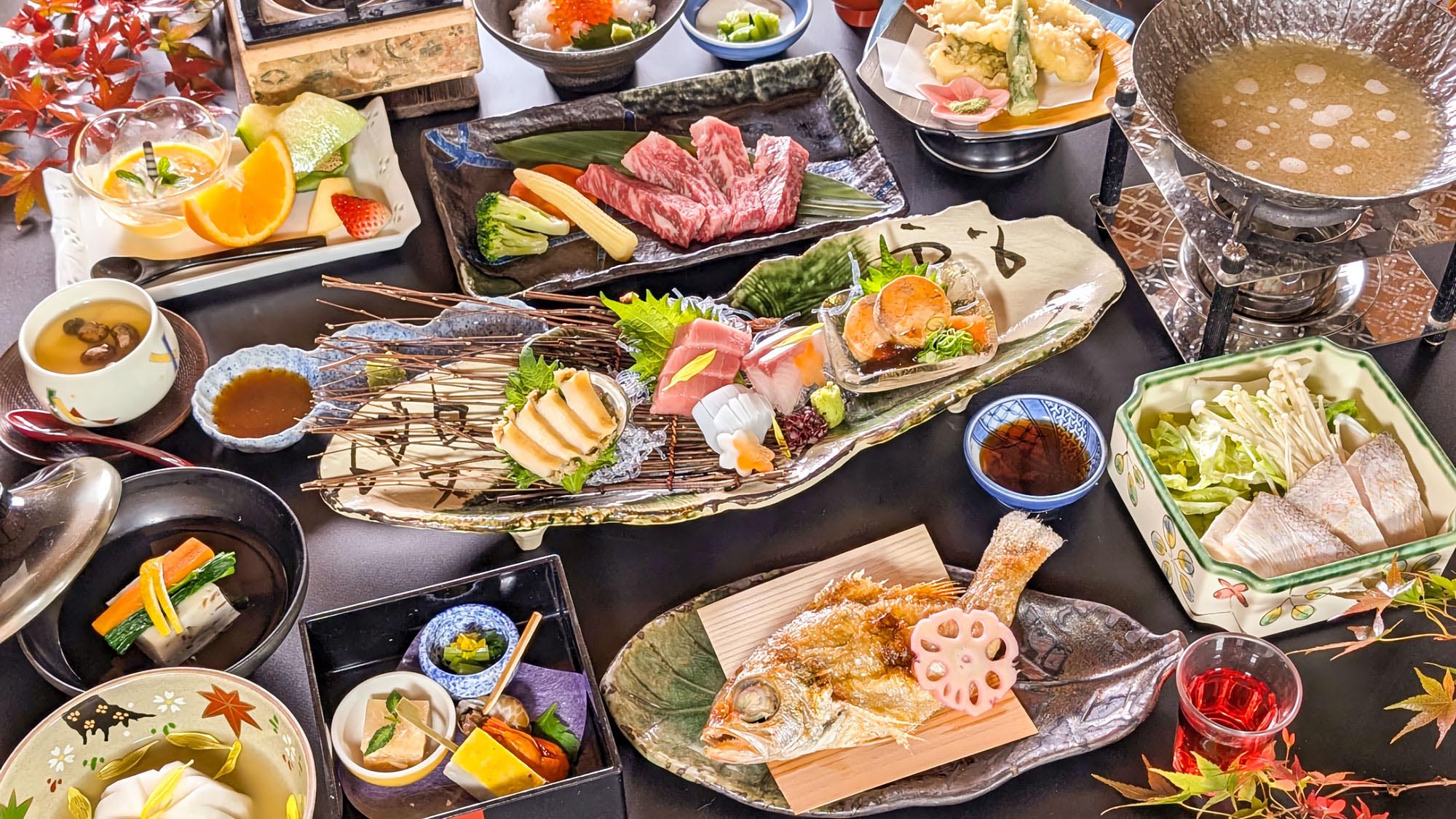 【秋】＜贅沢と匠を味わう会席〜白帝＞ 「飛騨牛」「のどぐろ」「鮑」「甘鯛」「松茸真丈」、和の逸品。