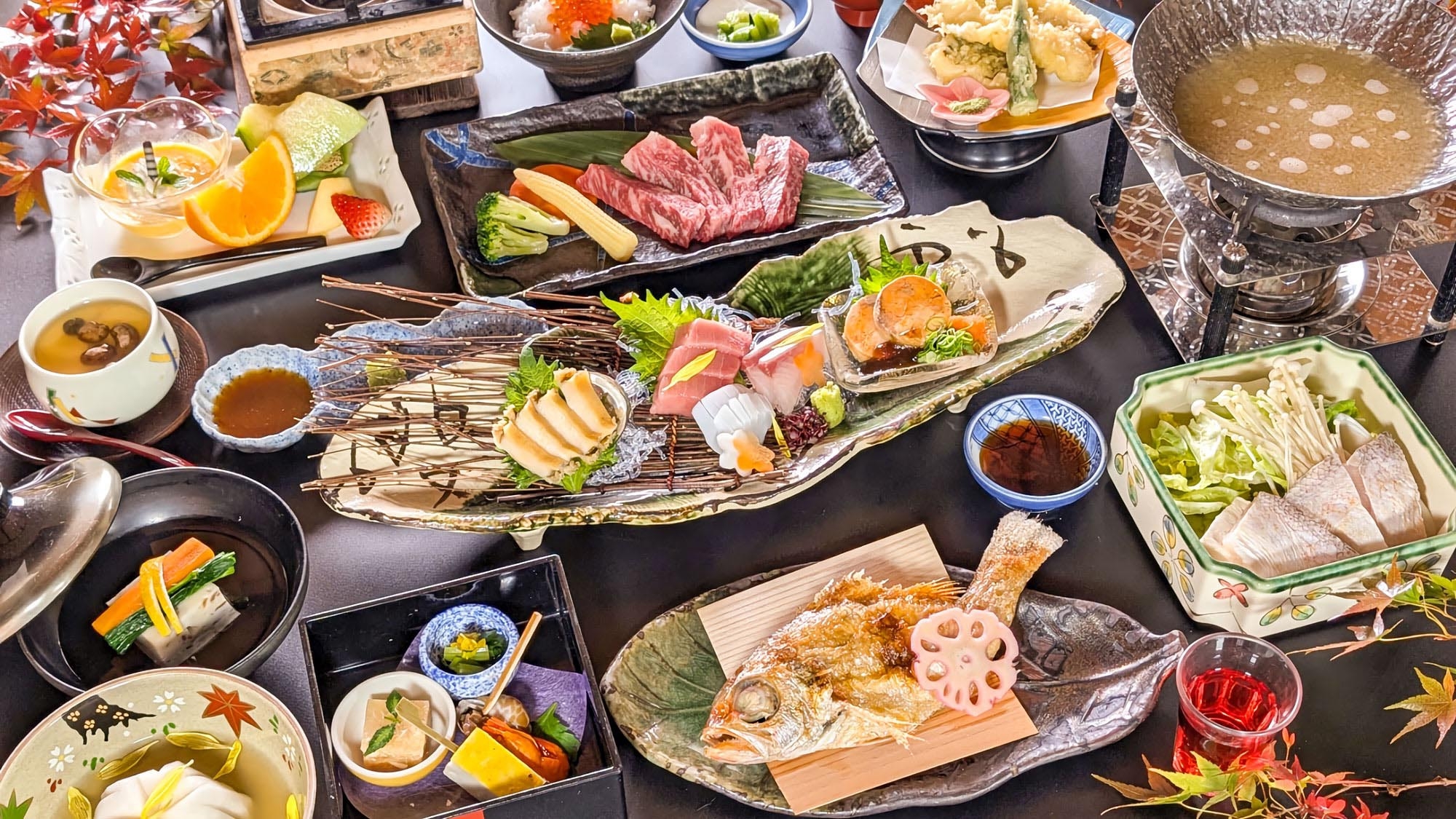 【秋】＜贅沢と匠を味わう会席〜白帝＞ 「飛騨牛」「のどぐろ」「鮑」「甘鯛」「松茸真丈」、和の逸品。