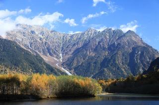 秋　紅葉の上高地大正池