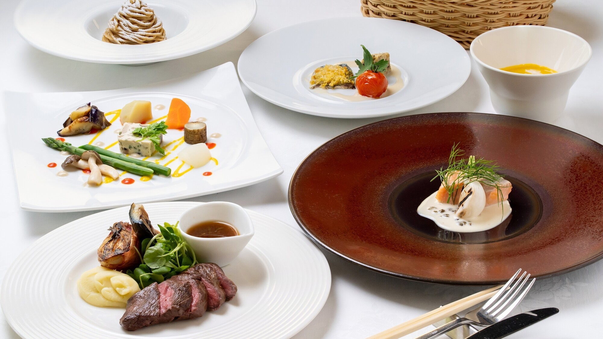 【フレンチ『香』コース】★肉と魚のWメイン×オールインクルーシブ★