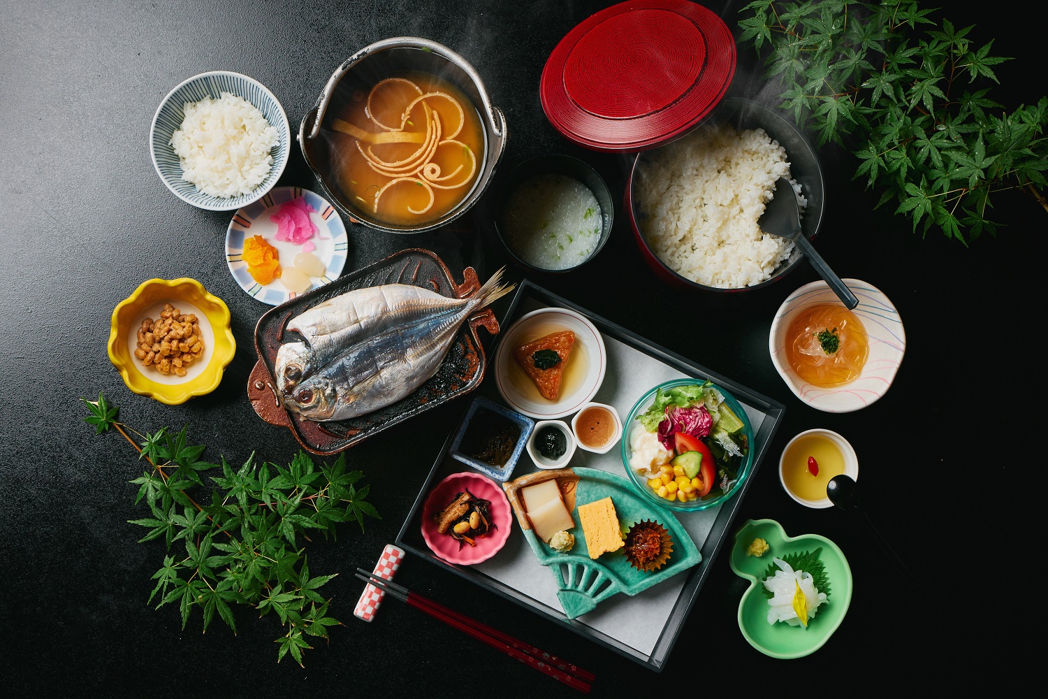 朝食（一例）体に優しく、ヘルシーな内容の和食膳