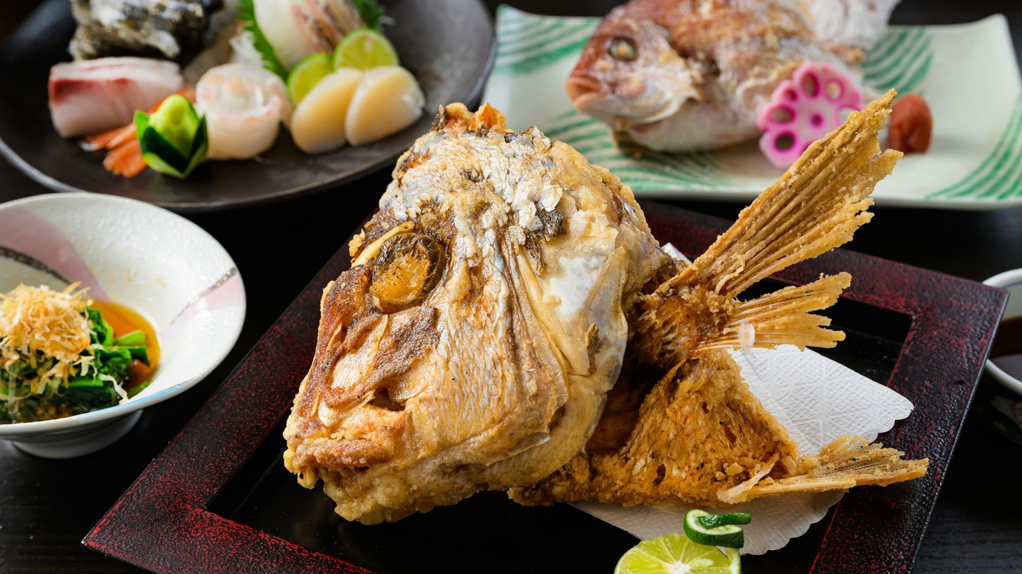 【紅ずわい蟹ひとり１杯付】紅ずわい蟹の新ブランド「天喜紅蟹」＆牛ステーキに名物「浜焼き＆鯛の兜揚げ」