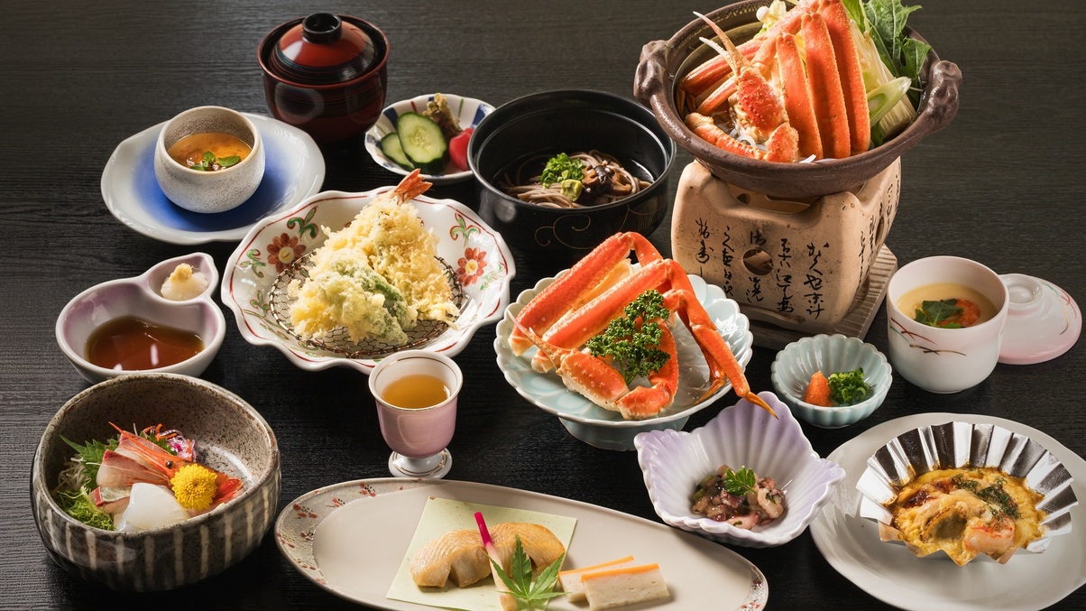 【旬料理と蟹の両方を味わえる！欲張りプラン】今冬一推し！人気の季節の会席に切蟹と蟹鍋もプラス！会場食