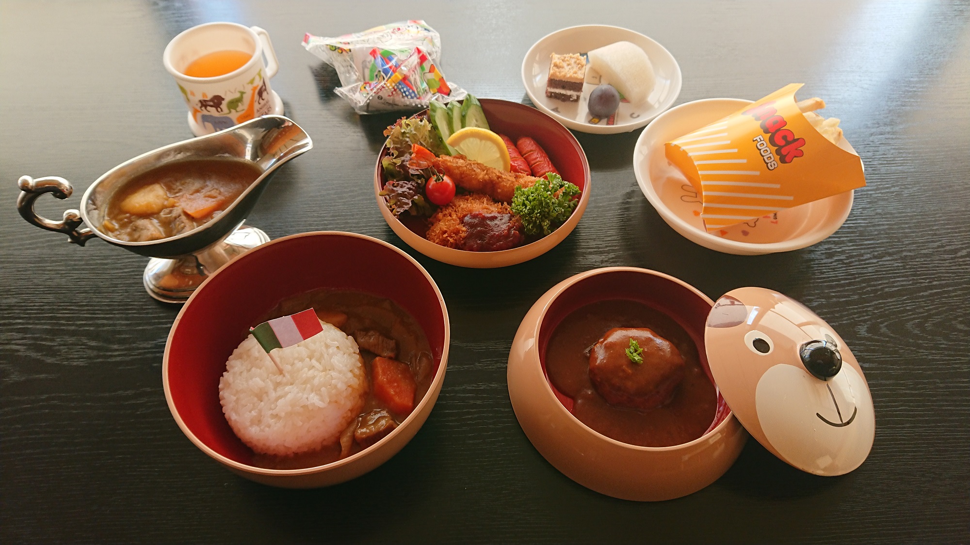 【お子様ランチ】能登の牛＆豚合い挽き手作りハンバーグや能登ポークヒレカツ、カレーなど※小児用イメージ