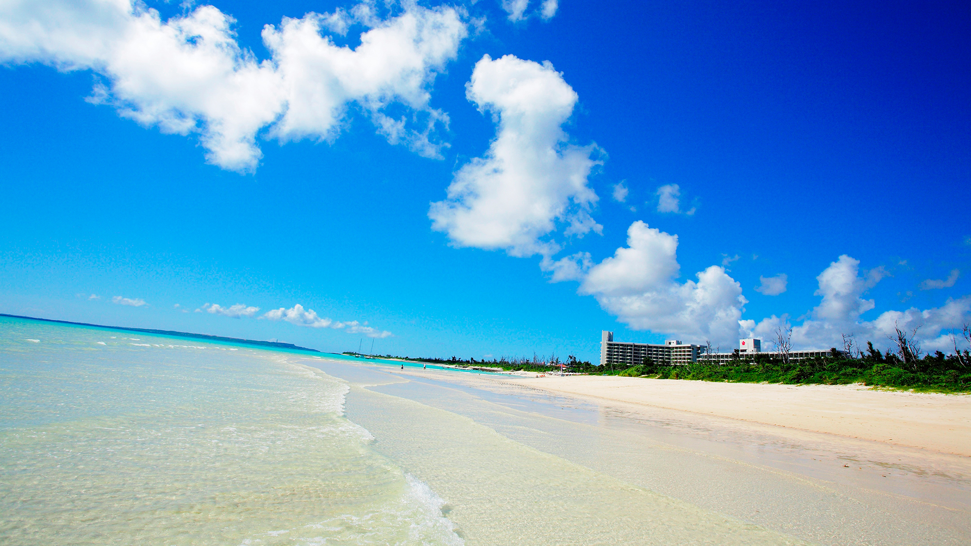 前浜ビーチからのホテル外観