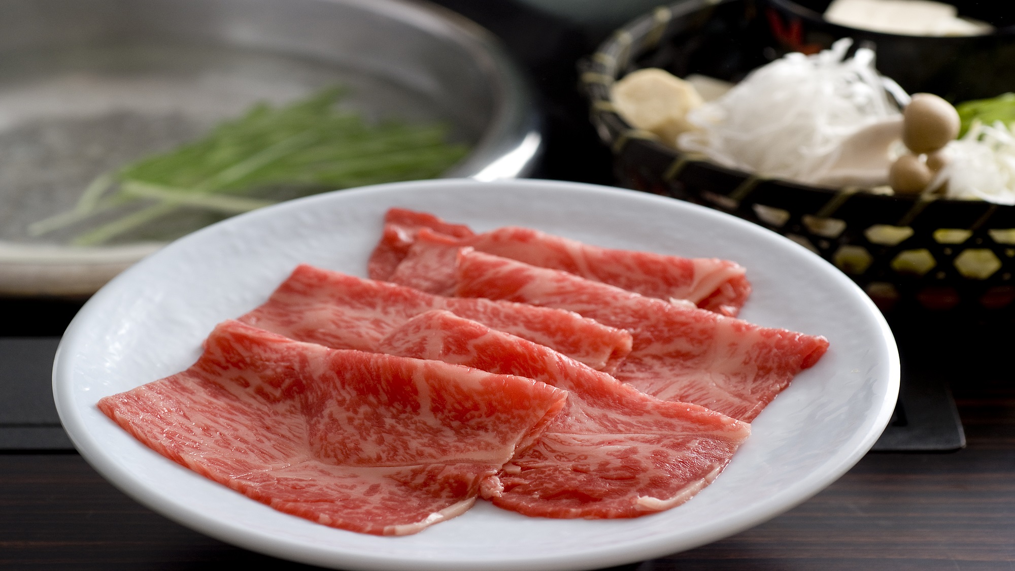 【ご夕食：風月】メインの和牛しゃぶしゃぶは季節の野菜と共にお召し上がりください♪