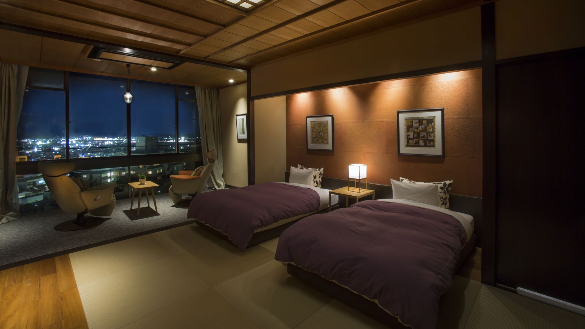 【源泉かけ流し内風呂付 和洋モダン ツイン】652号室・赤烏(せきう) 客室の一例