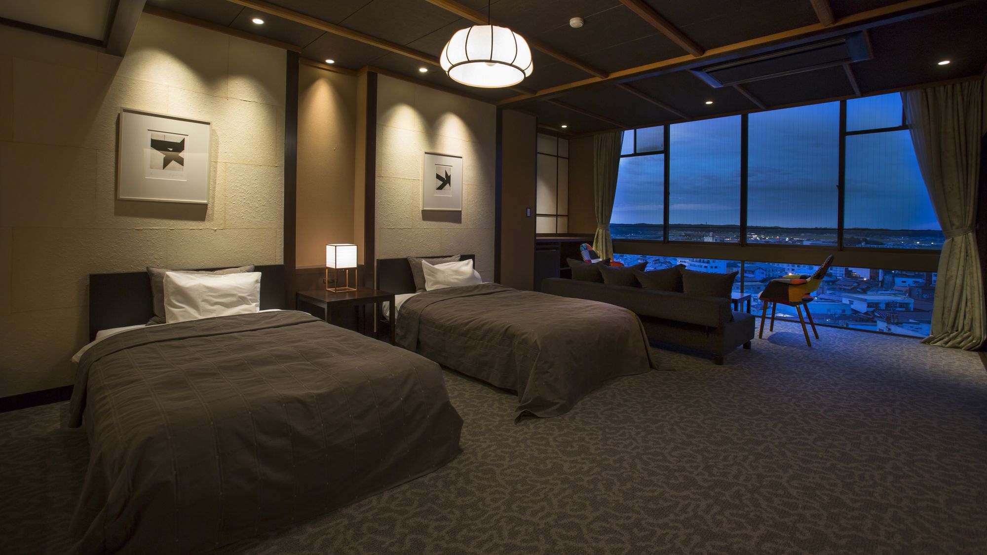 【源泉かけ流し内風呂付 和洋モダン ツイン】 653号室・雪白(せっぱく)客室の一例