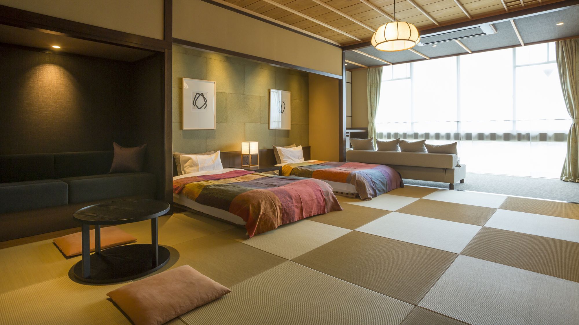 【源泉かけ流し内風呂付 和洋モダン ツイン】651号室・青丹(あおに)客室の一例