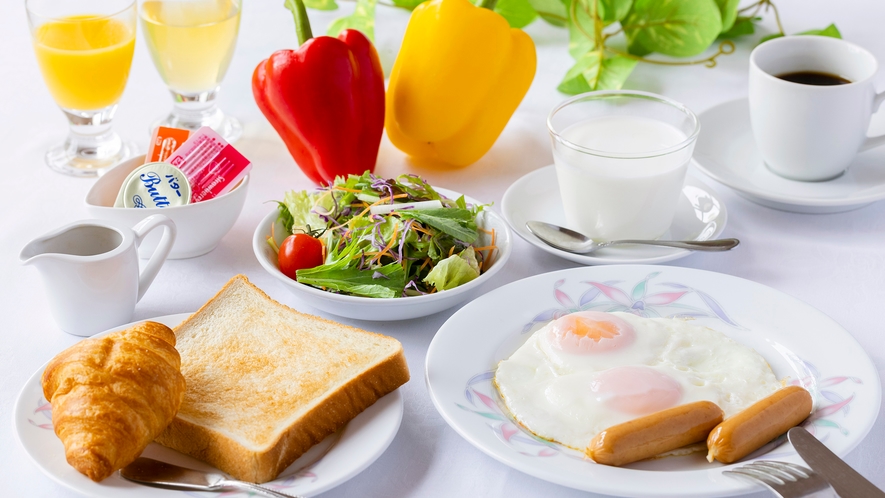 【洋朝食】彩り豊かな朝食と数種類から選べるドリンクバー