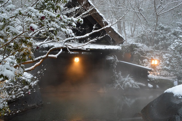 雪景色【混浴露天/萱葺屋根】