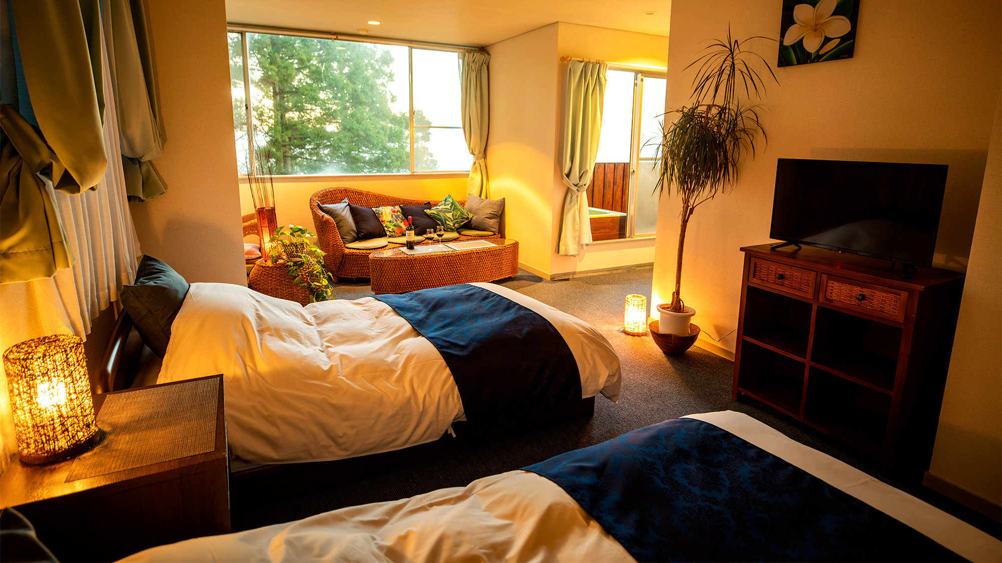 海一望の露天風呂付☆角部屋～洋室デラックスツイン【禁煙】