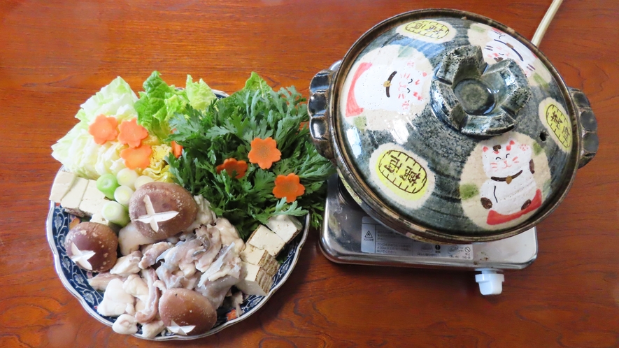 茨城北部の冬の定番、「あんこう鍋」。(特別料理：別料金：’１９撮)