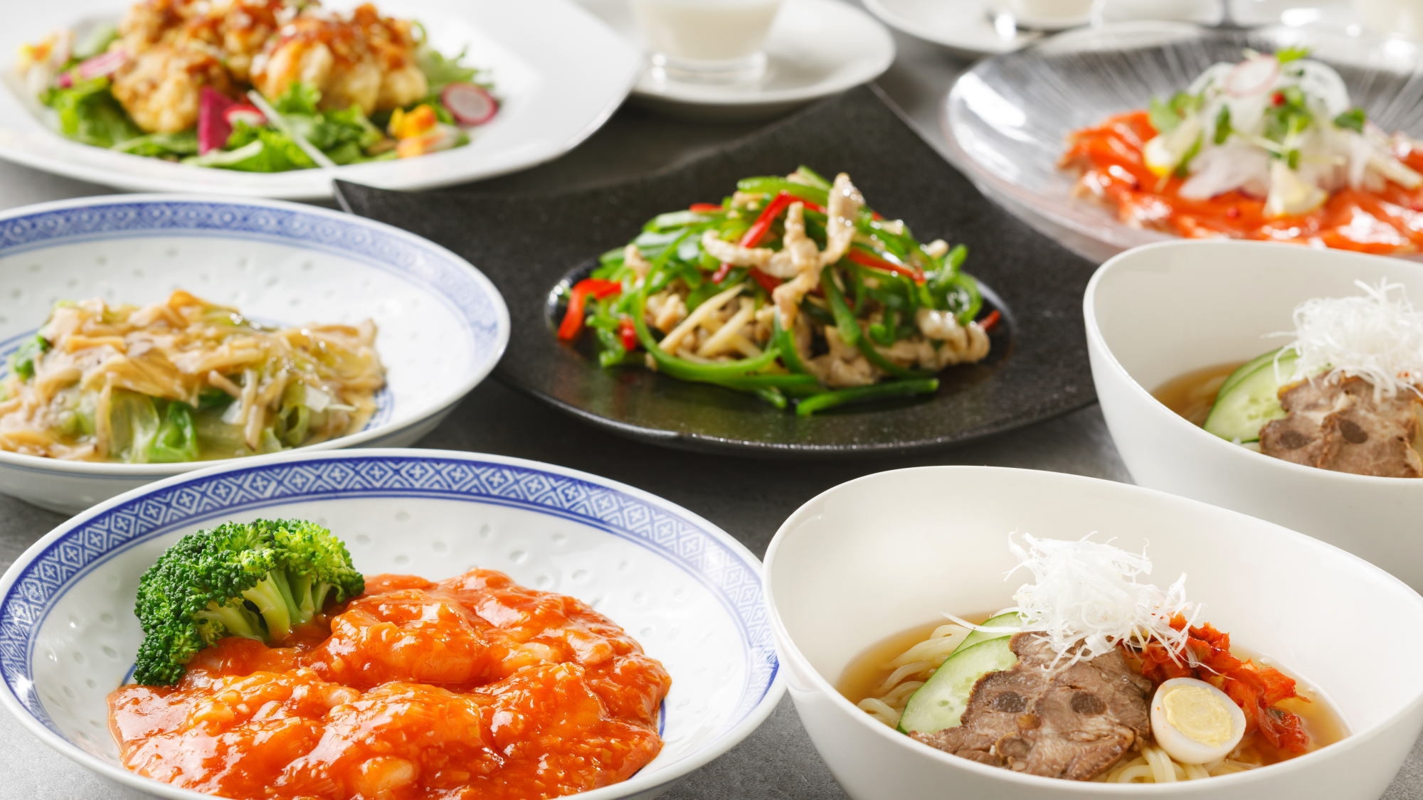 【中国料理・豪華】定番中華と盛岡冷麺が楽しめるディナーコース／11月〜12月【夕・朝食付】