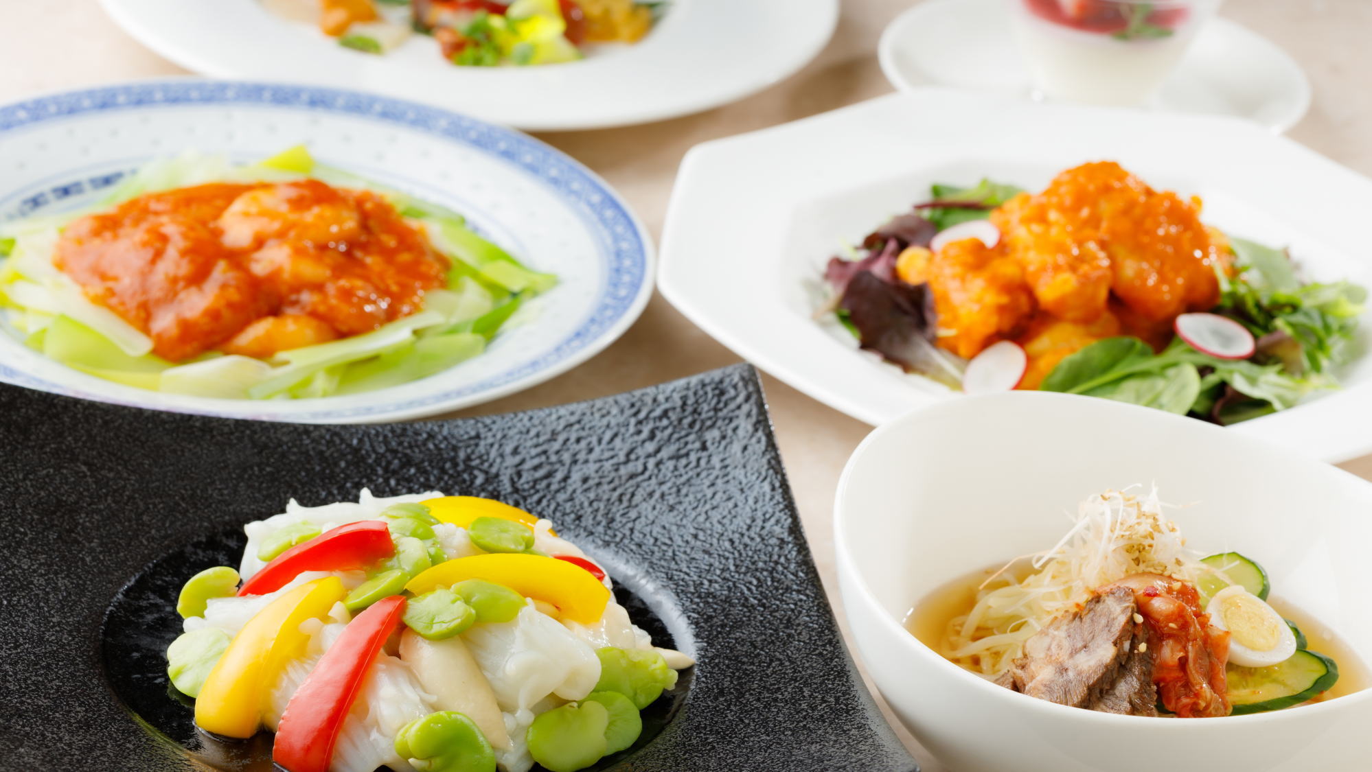 定番中華と盛岡冷麺が楽しめるディナーコース※3月,4月料理イメージ