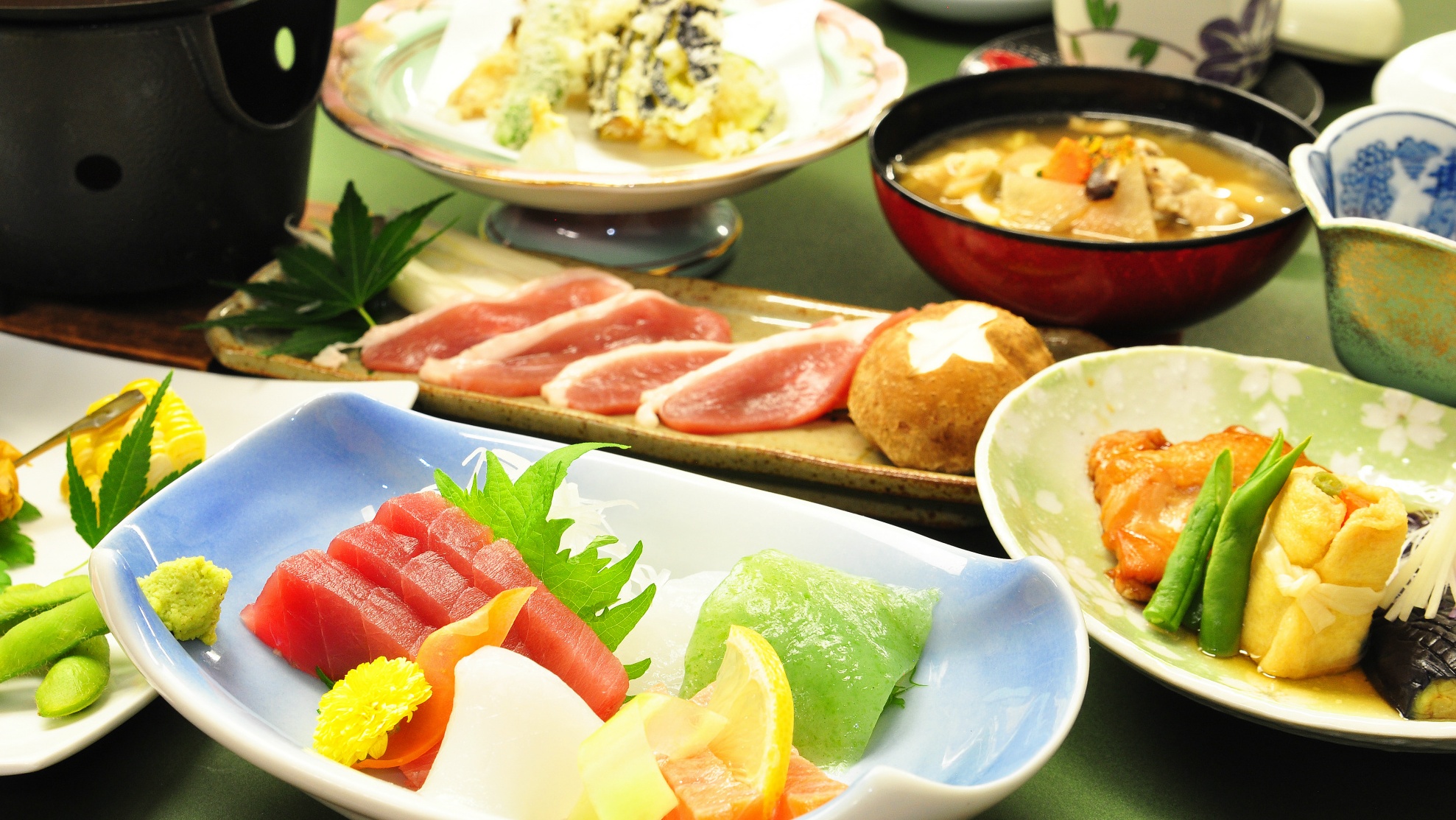 *【夕食（一例）】群馬で採れる食材をふんだんに使ったスタンダードコース。（イメージ）