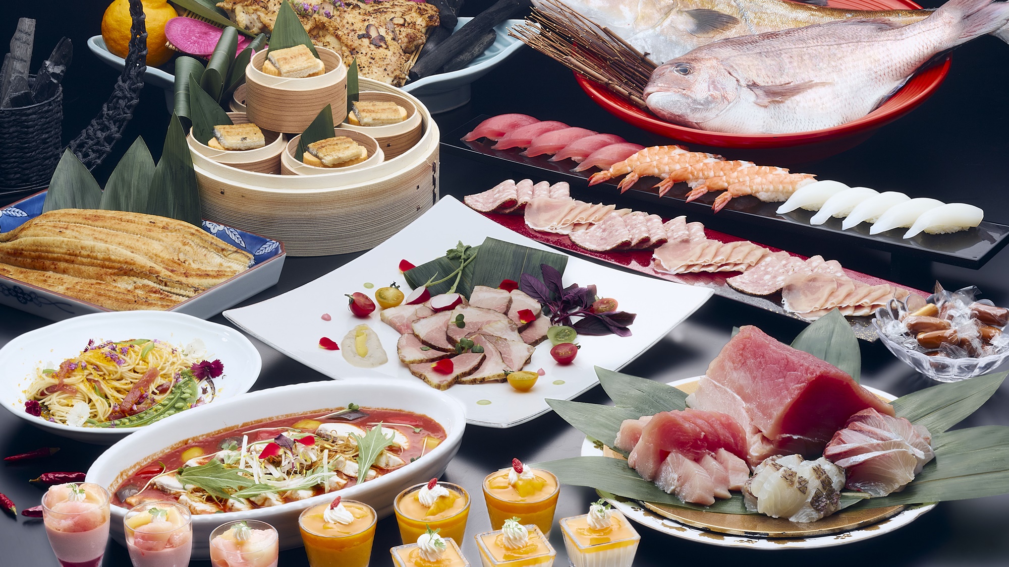 夏イメージ【山上館　夕食】ビュッフェ一例