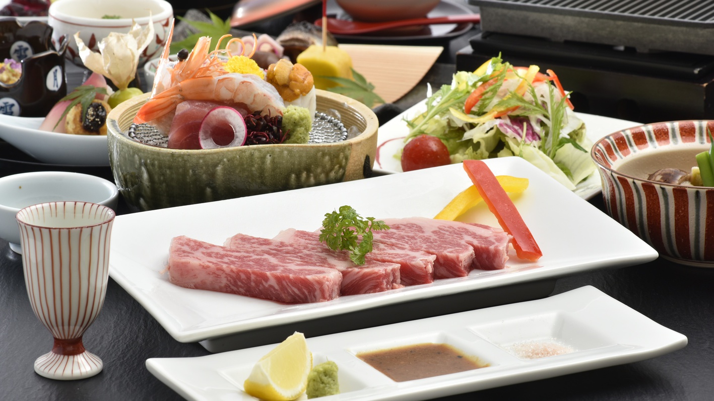【鹿児島産牛ロースステーキ】肉の旨みが際立つ！ステーキが主役の贅沢和会席＜2食付＞