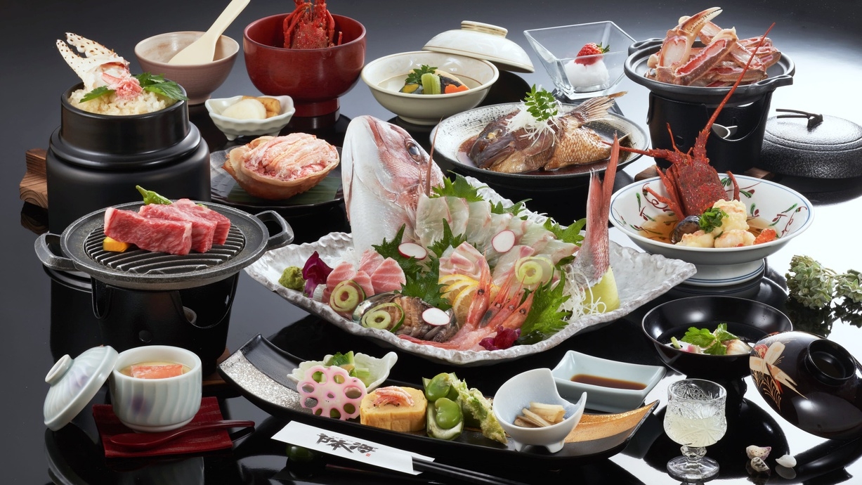■夕朝食付■竜宮/りゅうぐうの膳15品/日本海最上級コース全15品