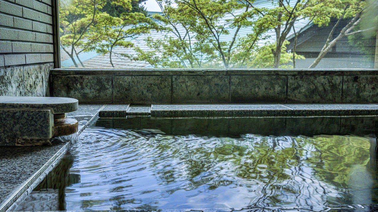 湖畔特別和室でゆっくりくつろぐ温泉内風呂
