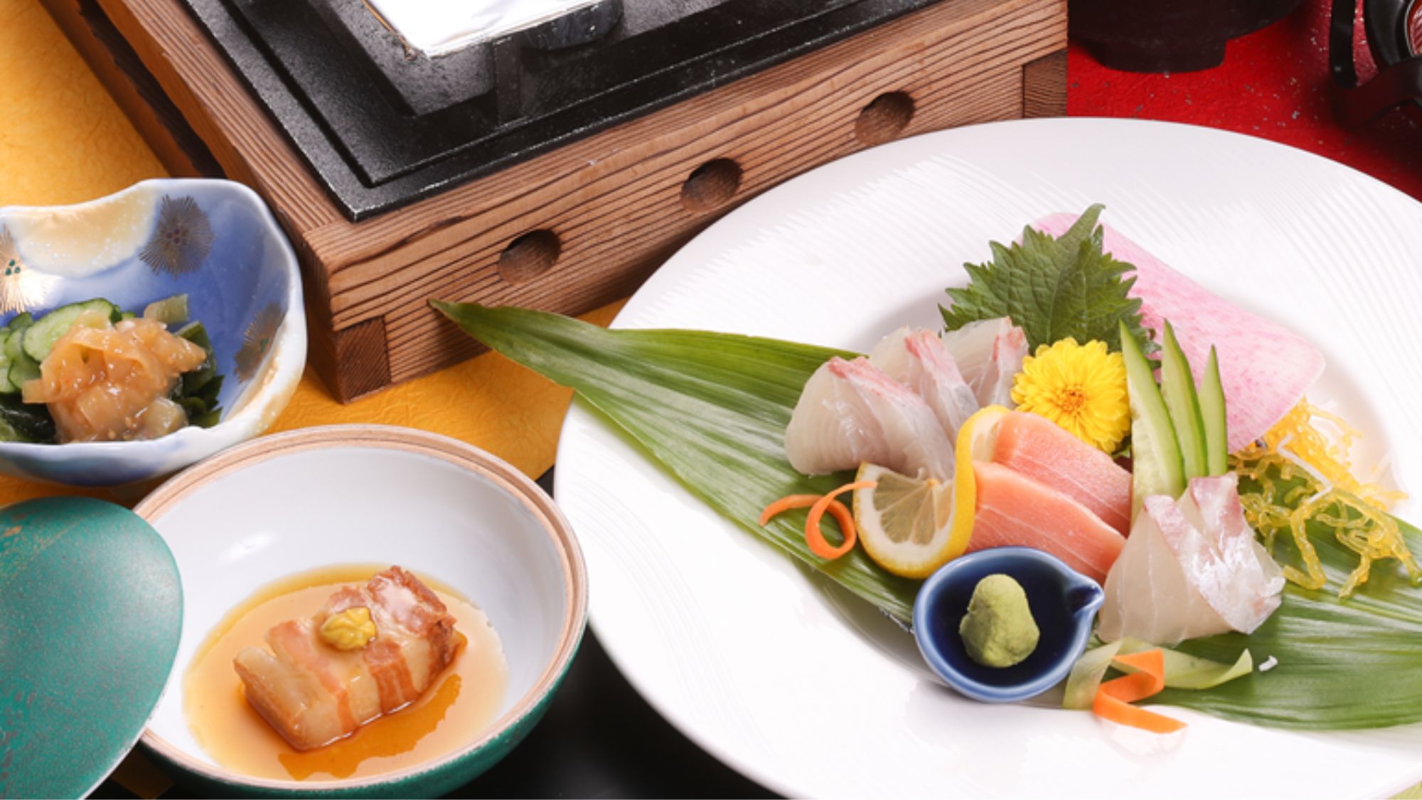 【Wグルメ会席】長崎牛レモン陶板焼き＆鮑の踊り焼き付会席