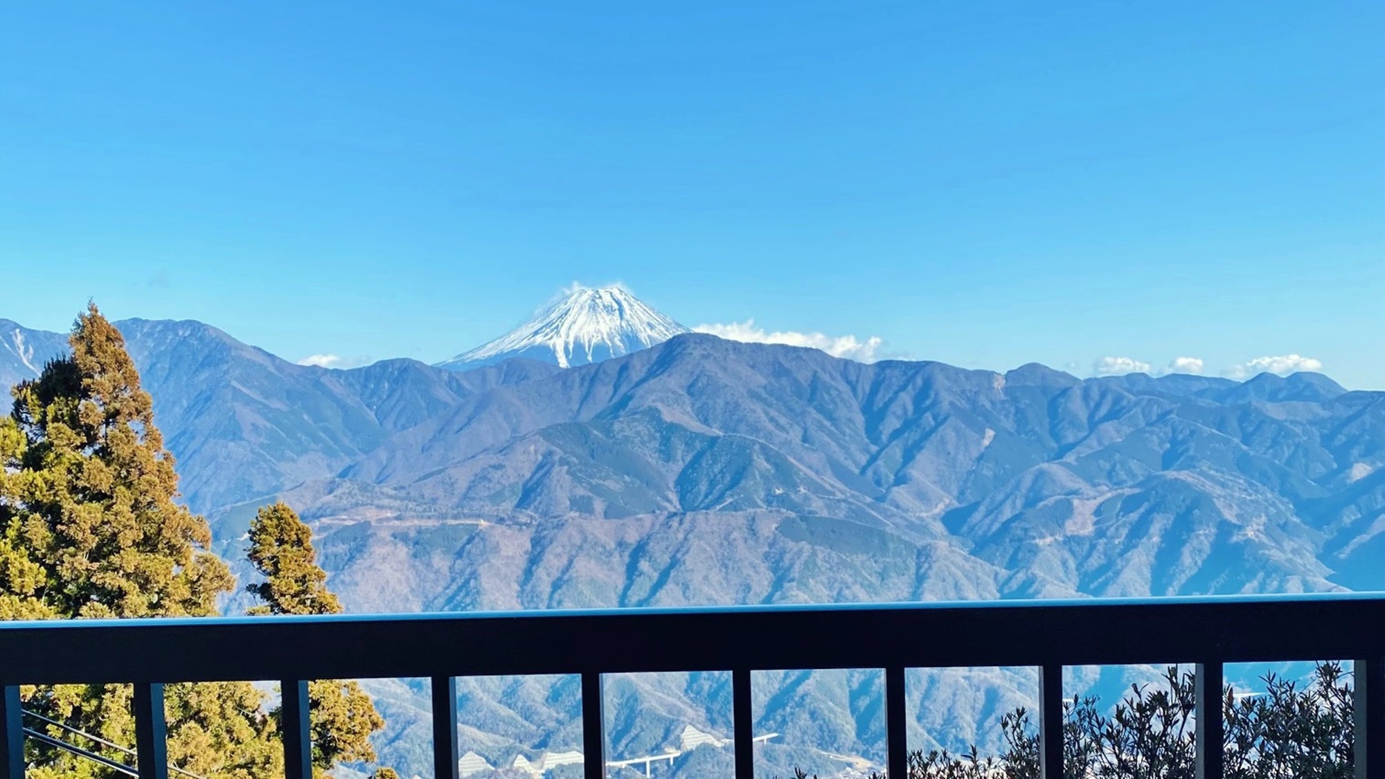 身延山山頂から拝む富士山