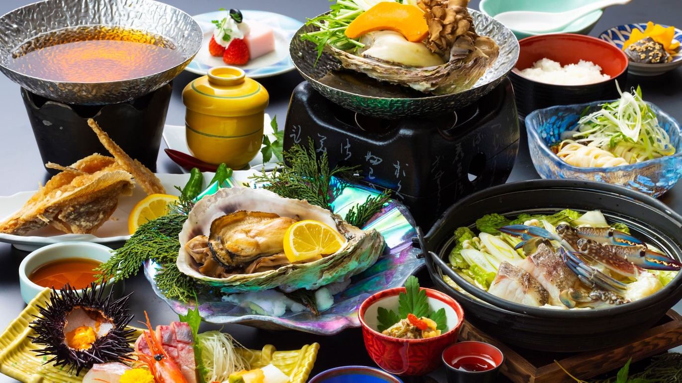４つ☆【天然！岩ガキコース◎５月〜８月上旬限定！】牡蠣フライ＆蒸し＆焼き３種の食べ方でカキ三昧♪