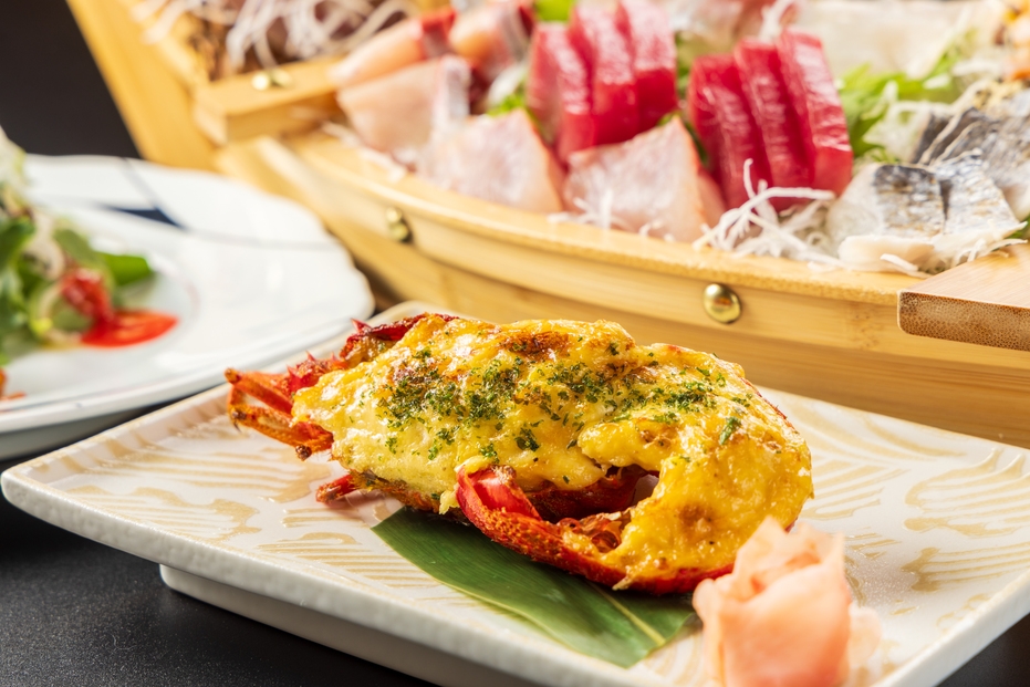 【相模湾の幸を堪能】鮑と伊勢海老付うおきプラン1泊2食（貸切露天風呂無料）