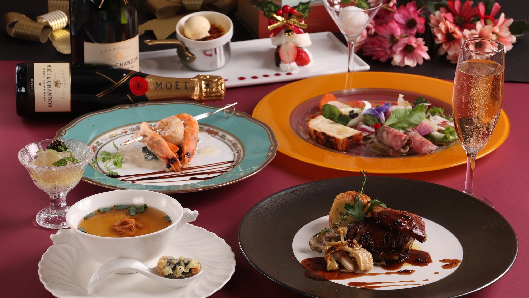 【1泊二食】天使の海老と北海道牛が彩る — 聖夜のクリスマスディナー —