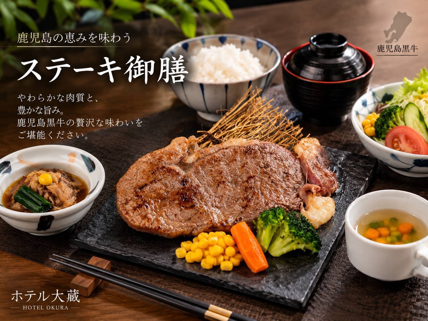 【鹿児島黒牛ステーキ】鹿児島が誇るブランド牛を味わう1泊2食プラン