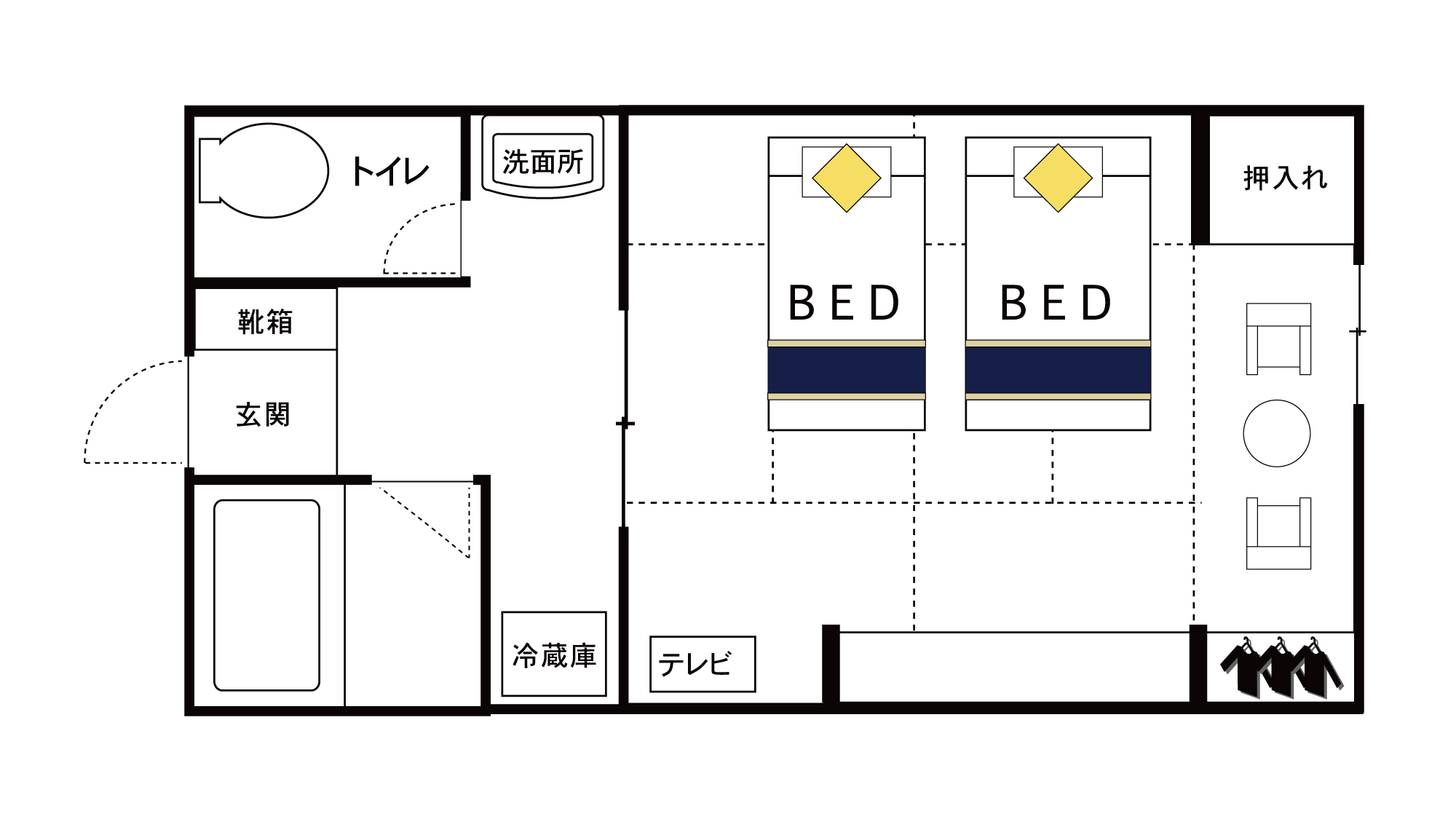 〈客室〉シンプル和モダンルーム間取り