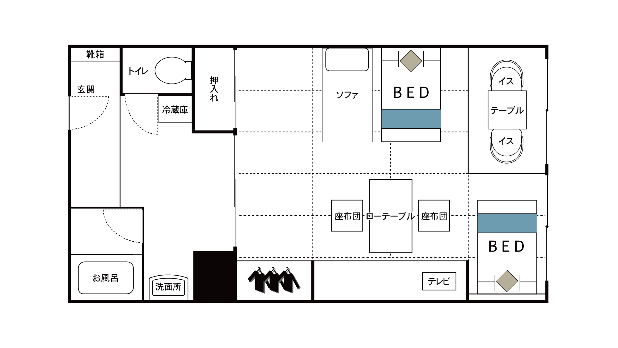 〈客室〉スーペリアガーデンビュールーム間取り