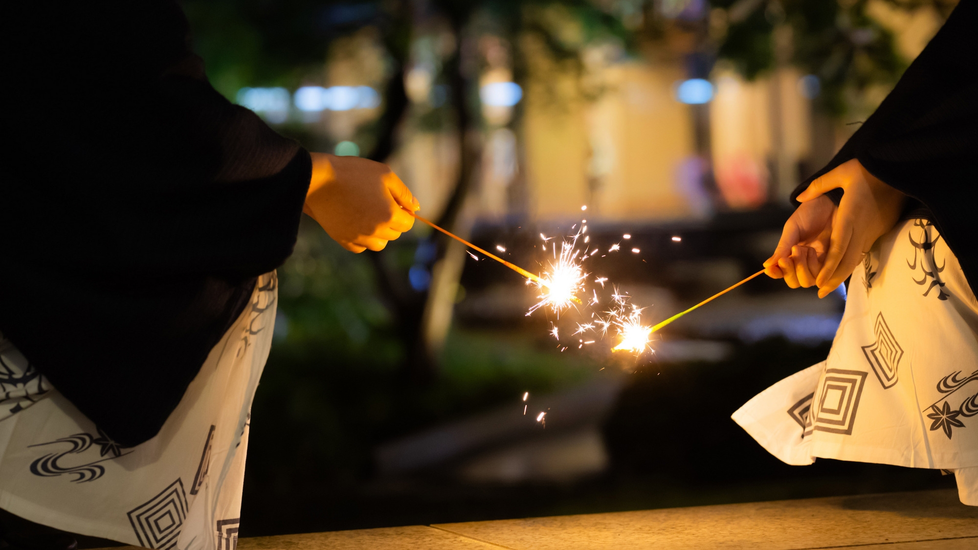 【＜2食付＞夏の日本庭園で過ごす夜】“パチパチ”と弾ける音と煙〜みんなで花火の時間
