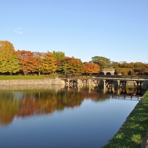 五稜郭公園被紅葉染紅