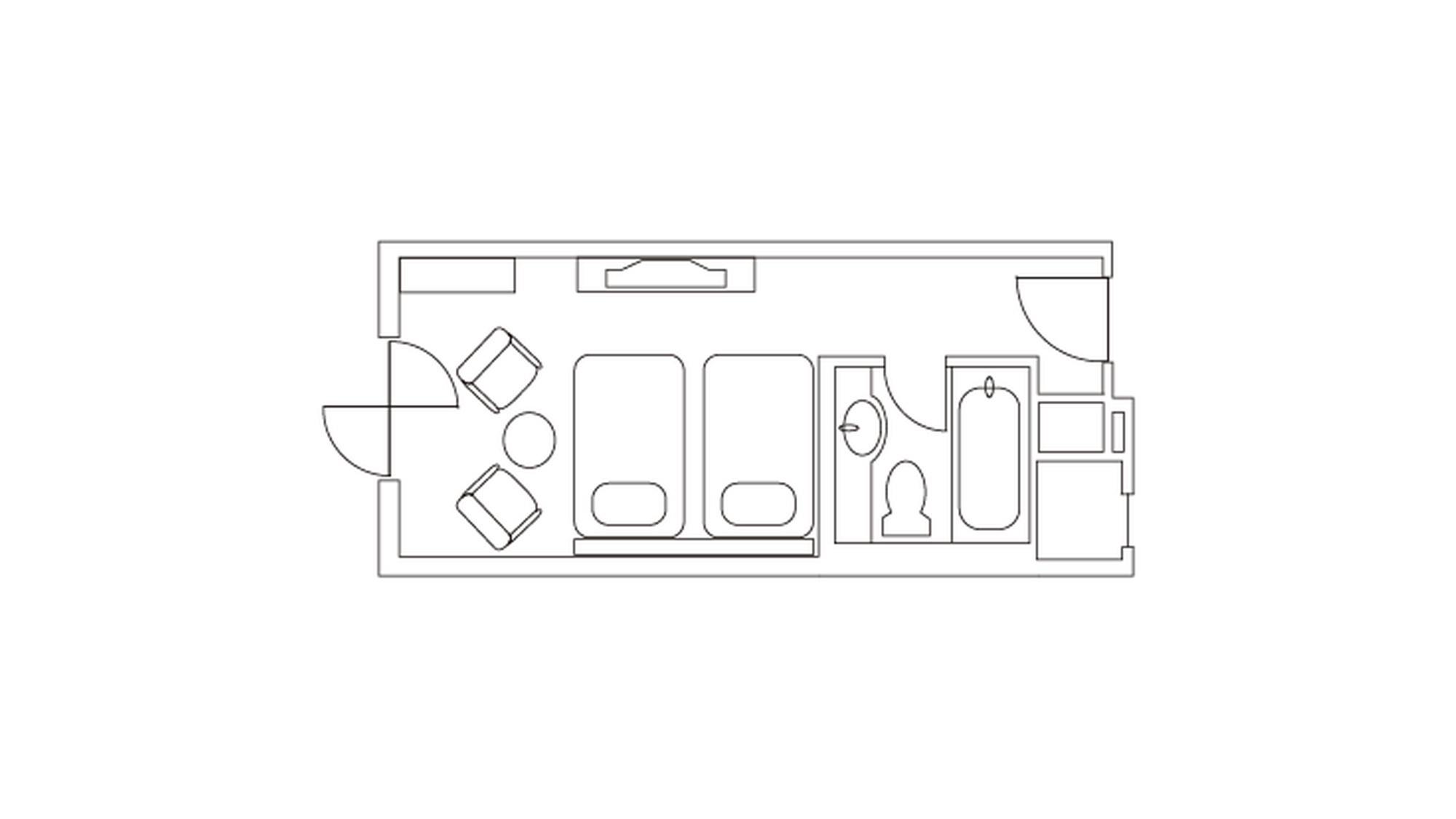 オリエンタルクオリティツイン 平面図(23㎡/100㎝×200㎝)